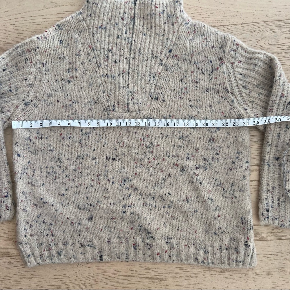 LINE THE LABEL Georgia Half Zip Sweater Large Heather Beige Relaxed EUC - Picture 8 of 9